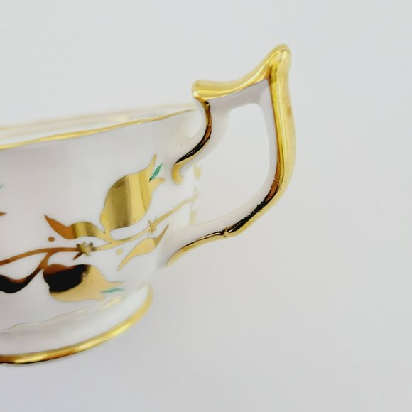 Royal Chelsea Golden Jade Teacup & Saucer, Gold Vines & Flowers, Royalcore Glam - Picture 15 of 16